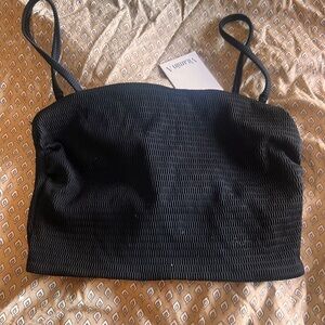 NWT Vitamin A Mila Bikini black cinched Bandeau Top xs